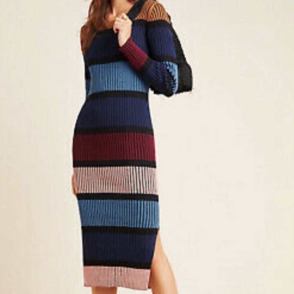 ANTHROPOLOGIE | Dolan Lorna Midi Ribbed Striped Sweater Dress | M